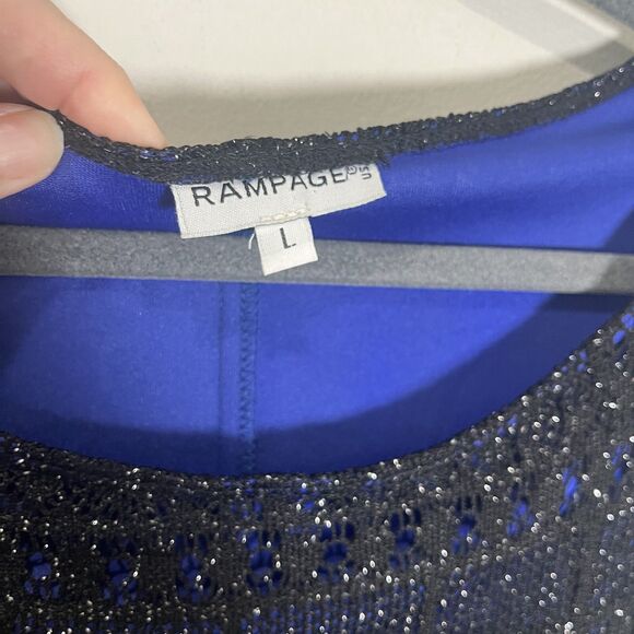 Vintage‎ Rampage Dress Women’s Large Black Blue Mesh Maxi Y2K Whimsigoth USA - Picture 3 of 10